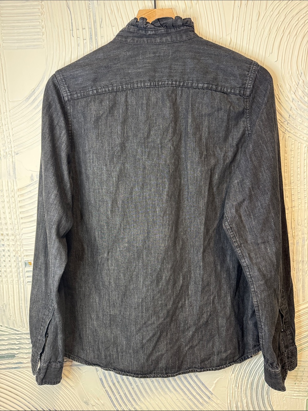 Ralph Lauren Charcoal Ruffled Denim Blouse N0595 - Picture 6 of 8